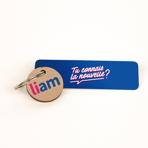 Porte-clés Sésame disque imprimé avec anneau direct et carte - 1