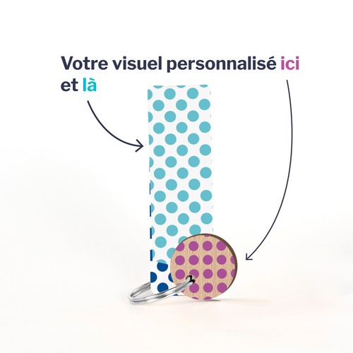 Porte-clés Sésame disque imprimé avec anneau direct et carte - 4
