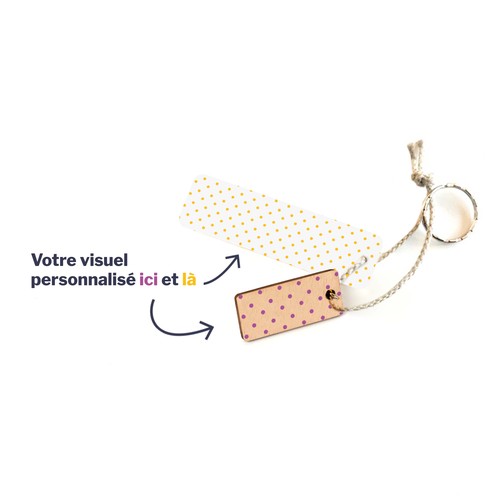 Porte-clés Sésame rectangle imprimé avec anneau, lien et carte - 3