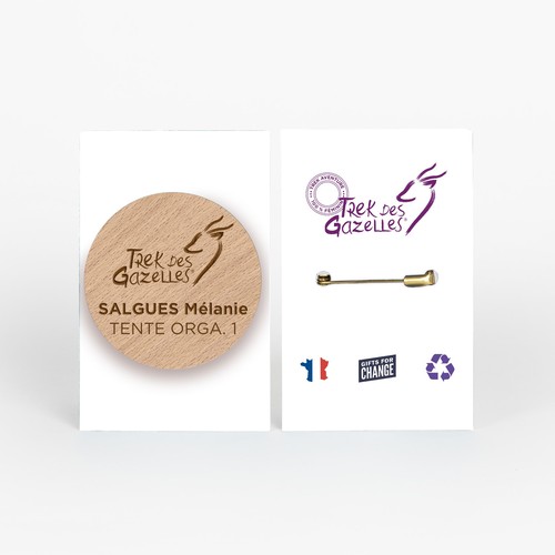 Badge Tourond broche taille L gravé avec carte - 1