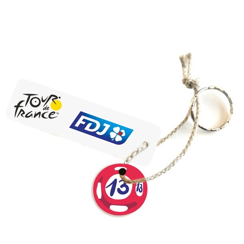 Porte-clés Sésame disque imprimé avec anneau, lien et carte