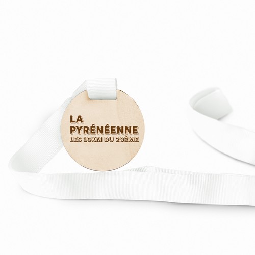 Médaille en bois gravée sans carte - 1