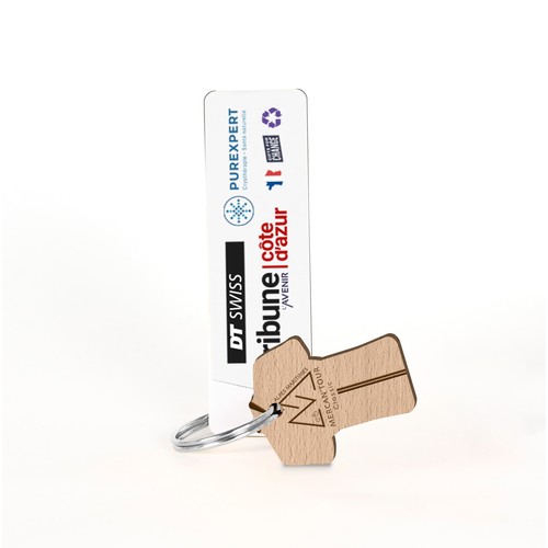 Porte-clés Supporter maillot gravé avec anneau direct et carte