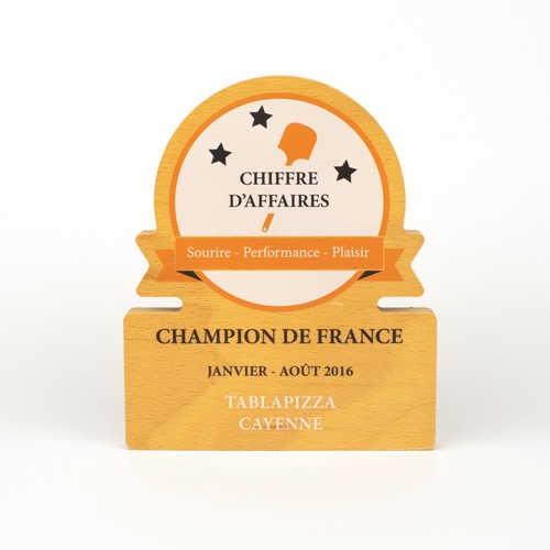 Trophée en bois bandeau imprimé - 1
