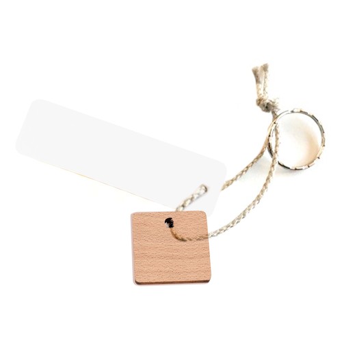 Porte-clés Sésame carré gravé avec anneau, lien et carte - 2