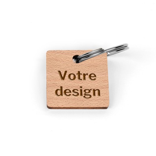 Porte-clés Sésame carré gravé avec anneau direct sans carte - 2