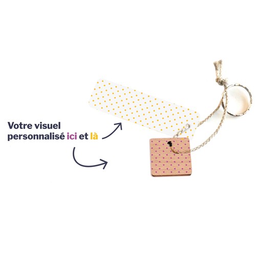 Porte-clés Sésame carré imprimé avec anneau, lien sans carte - 3