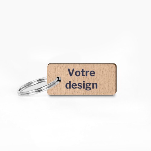 Porte-clés Sésame rectangle imprimé avec anneau direct sans carte - 2