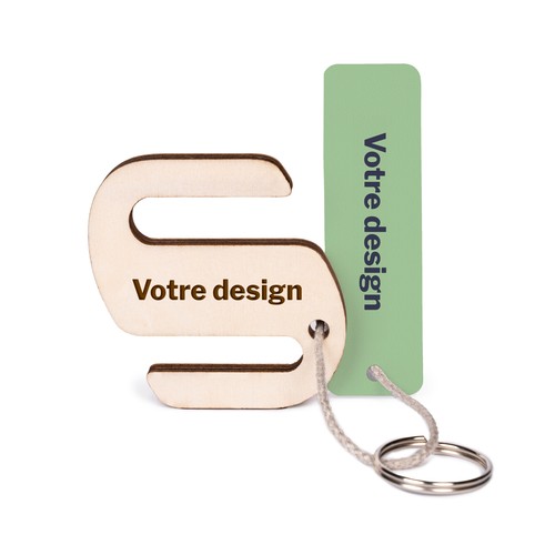 Porte-clés support de téléphone gravé avec anneau, lien et carte - 2