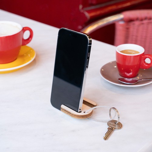 Porte-clés support de téléphone gravé avec anneau, lien et carte - 3