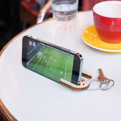 Porte-clés support de téléphone gravé, avec anneau et lien, sans carte