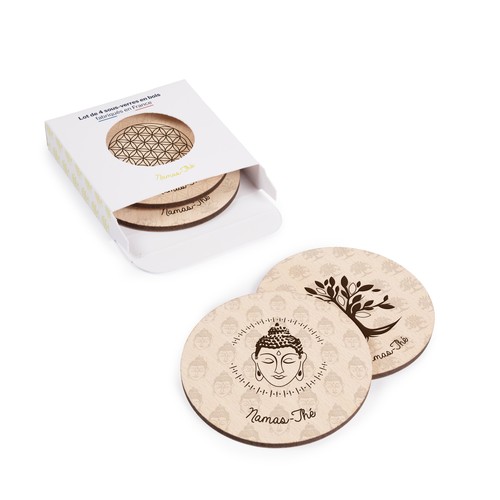 Lot de 4 sous-verres Kupof ronds gravés