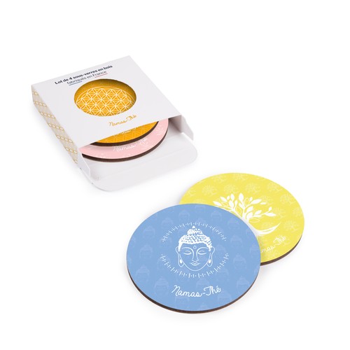 Lot de 4 sous-verres Kupof ronds imprimés - 1