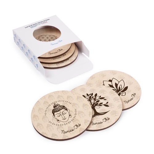 Lot de 6 sous-verres Kupof ronds gravés - 1