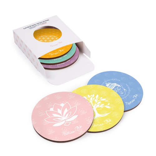 Lot de 6 sous-verres Kupof ronds imprimés - 1