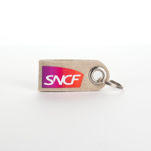 Porte clé en feutrine végétale made in France type lanière 70x30mm quadri Recto Verso sans étiquette - 1