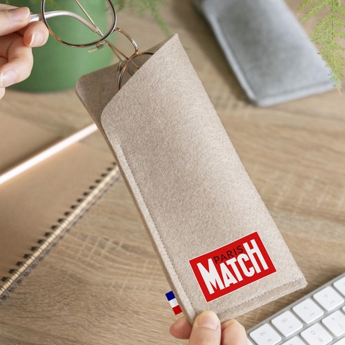 Etui à lunettes en feutrine végétale, personnalisée par transfert quadrichromique, avec étiquette informative - 1