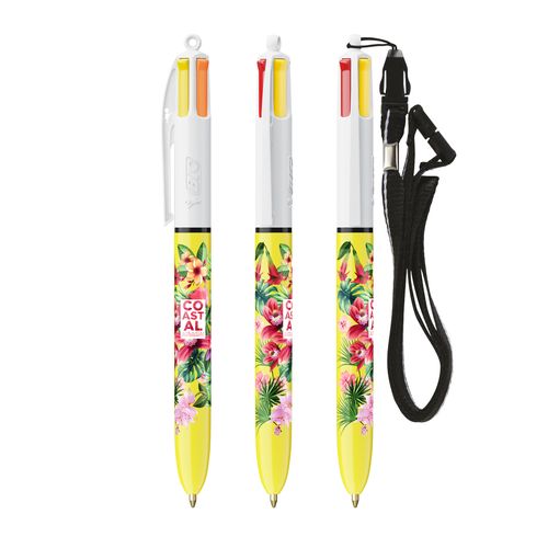 BIC® 4 Couleurs Sun ballpen + Lanyard personnalisé