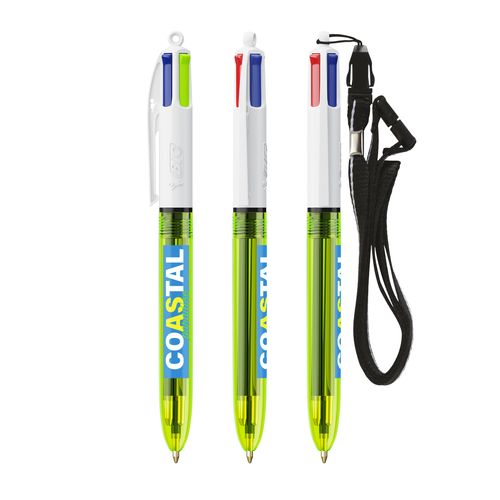 BIC® 4 Couleurs Fluo Bille + lanyard - 1