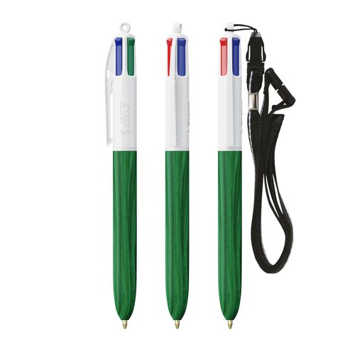 BIC® 4 Couleurs Wood Style with Lanyard