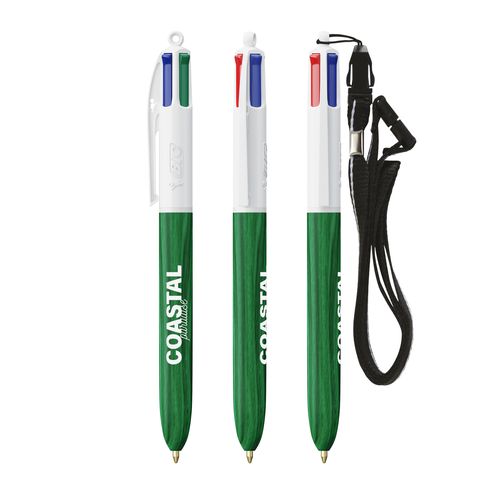 BIC® 4 Couleurs Wood Style with Lanyard
