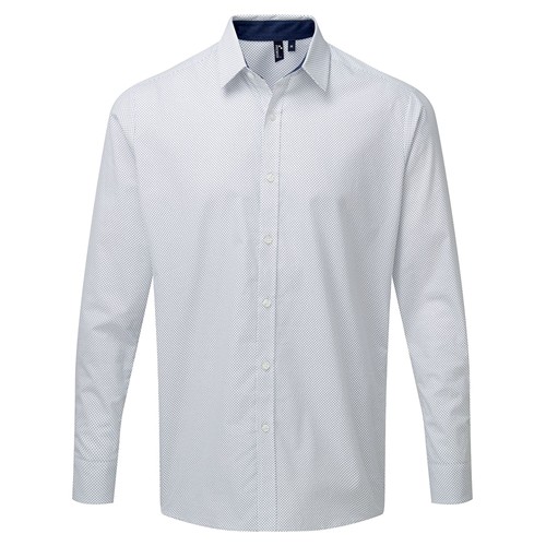Men's Denim-Pindot Long Sleeve Shirt