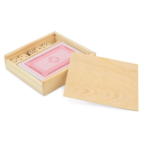SET EN BOIS AVEC CARTES ET DÉS