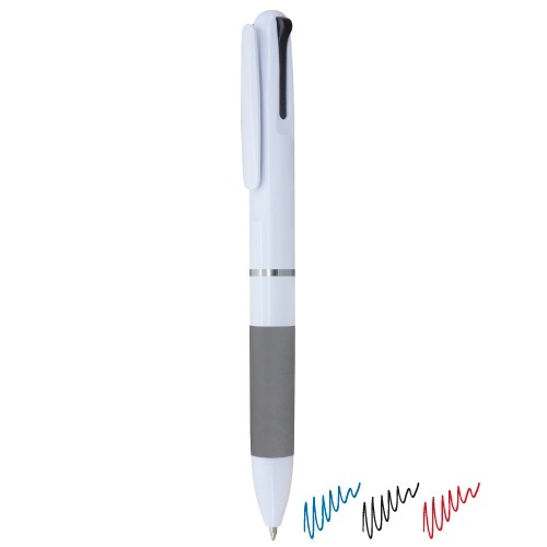 STYLO 3 COULEURS ANNEAUX MÉTALLIQUES "FARVES"