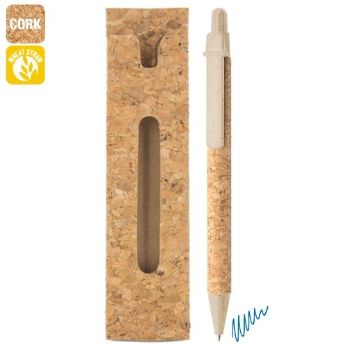 STYLO EN LIÈGE/FIBRE DE BLÉ AVEC HOUSSE EN LIÈGE