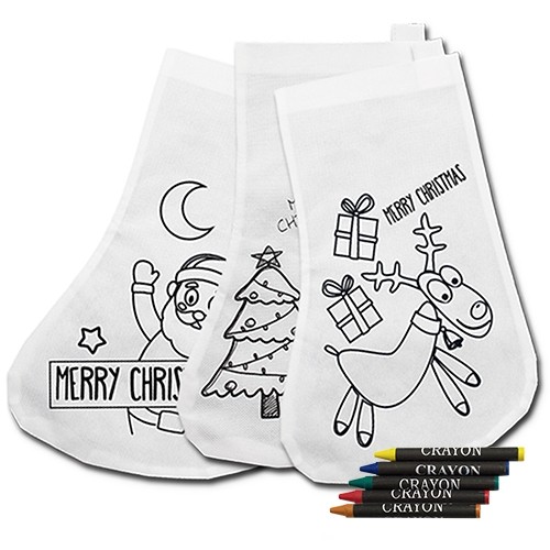 CHAUSSETTE DE NOËL SET POUR COLORIER (PACK de 10) "CHRISTMAS PRESENT"