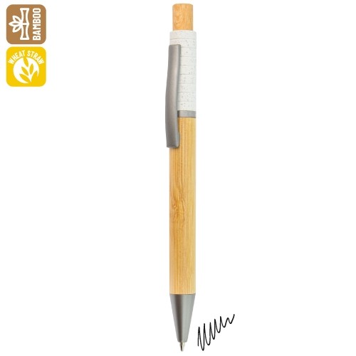 BOLIGAFO BAMBÚ, FIBRA DE TRIGO Y METAL 