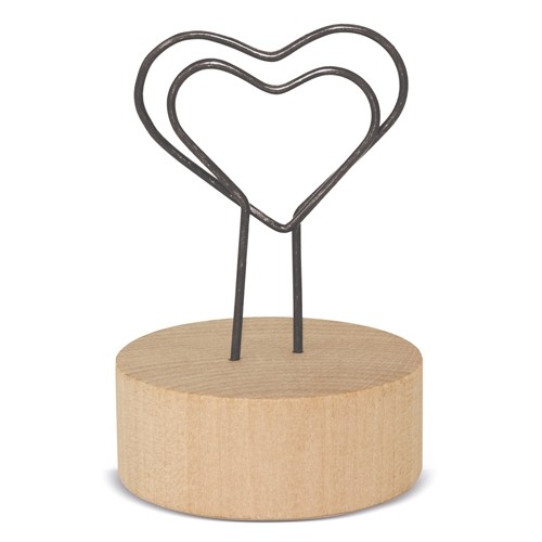 PINCE MÉMO AVEC SOCLE EN BOIS "LOVE U"