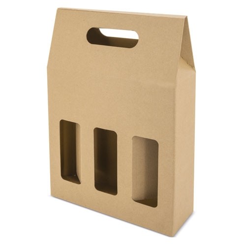 CAJA CARTON VENTANA 3 BOTELLAS 
