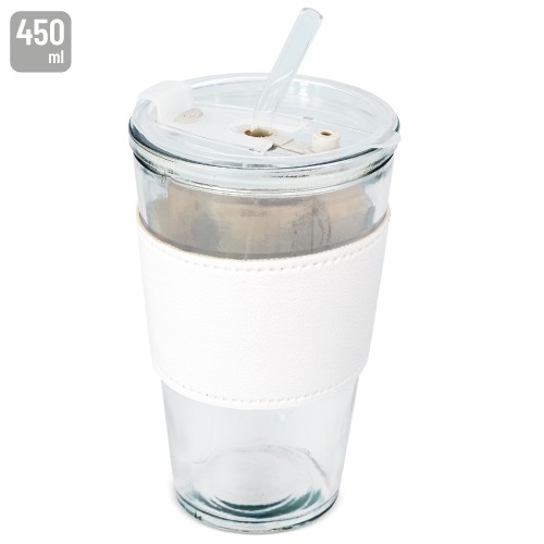VASO 450 ML CON PAJITA DE CRISTAL 