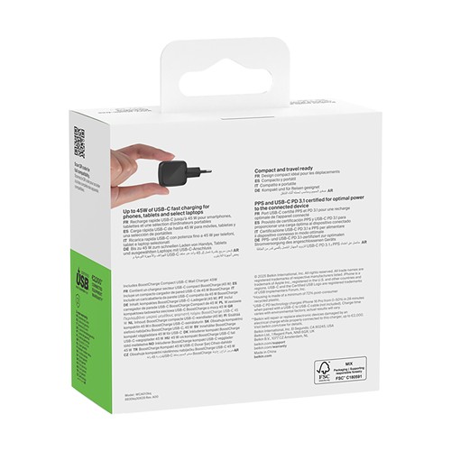 Belkin 45W USB PD Wall Chargeur avec PPS - 12