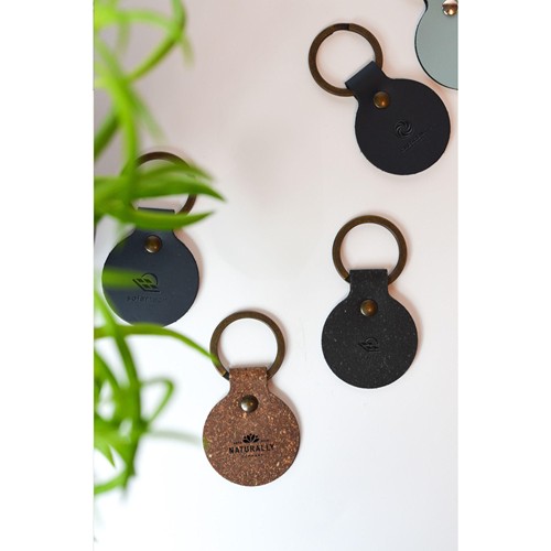 Recycled Leather Keyring Round porte-clés - 12