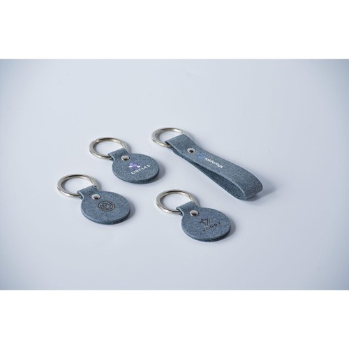 Recycled Denim Textile Keyring Round porte-clés - 12