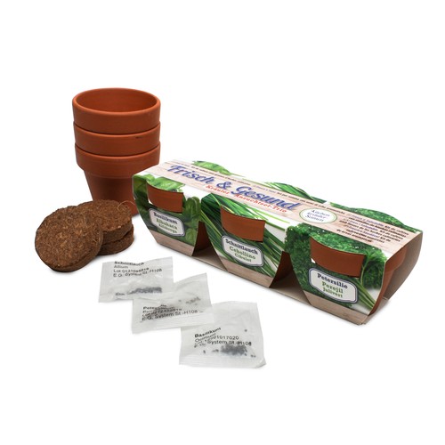 Growing kit - Terracotta pot 5 cm - trio pack (personalized) Growing kit - Terracotta pot 5 cm - trio pack (personalized)