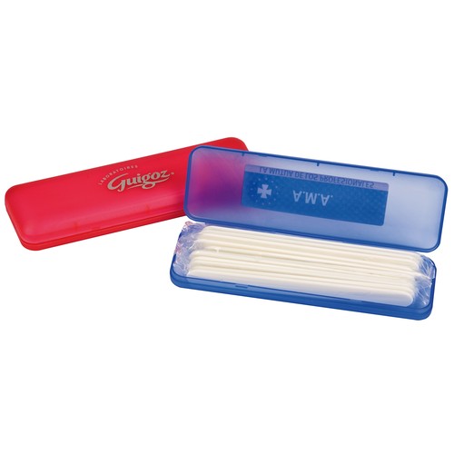 RIGID PLASTIC BOX WITH 12 TONGUE DEPRESSORS. OPTIONAL: D-1, D-8
