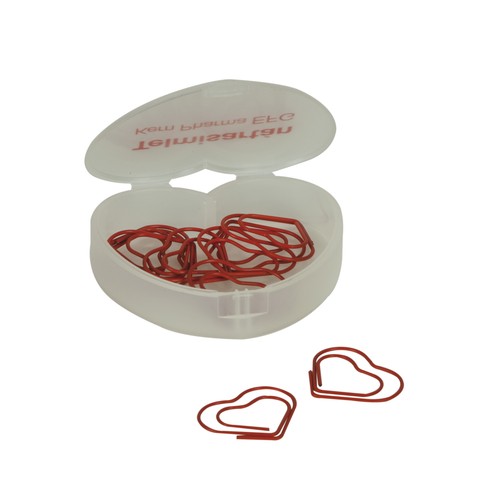 10 heart clips in a heart shaped case