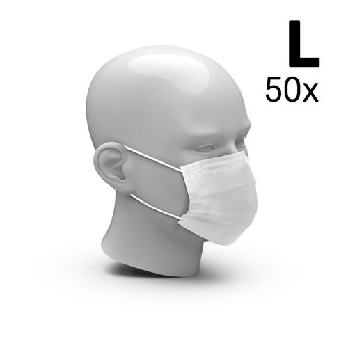 Masque pour bouche et nez "3-Ply" ensemble de 50, Taille L - 1
