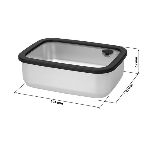 Boîte à lunch en acier inoxydable avec couvercle en verre "RILO", 1100 ml - 3