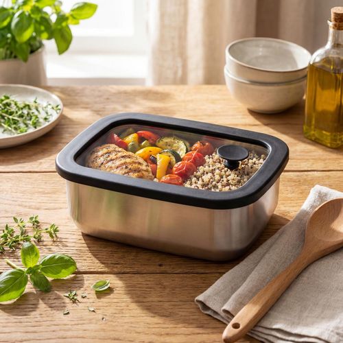 Boîte à lunch en acier inoxydable avec couvercle en verre "RILO", 550 ml - 8