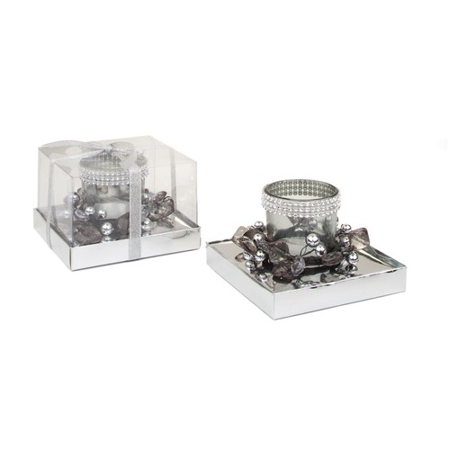 BOUGEOIR  VERRE GRIS d=55 - h=65 mm