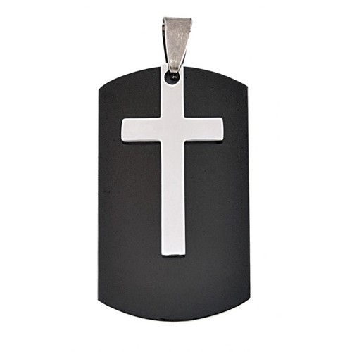PENDANTIF ACIER CROIX MILITAIRE - 40x23