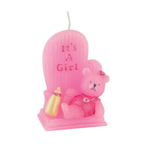 BOUGIE "OURSON" ROSE H80 MM