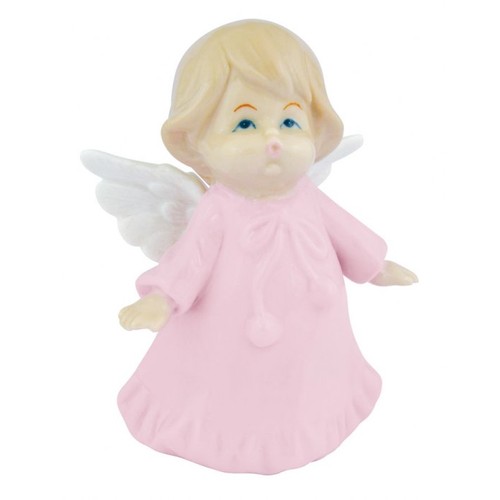 ANGELET EN CÉRAMIQUE ROSE 6.5*5.2*9.9