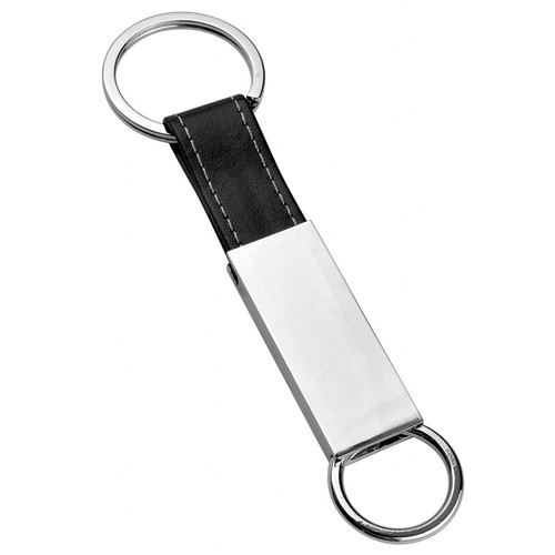 PORTE-CLÉS  MÉTAL BRILLANT - CUIR NOIR thumbnail 4
