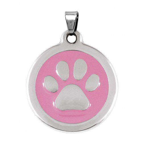 PENDENTIF ACIER PATTE ROSE - D=30 mm