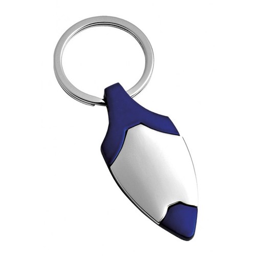 PORTE-CLÉS BOUCLIER SATINÉ/BLEU